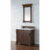 James Martin Vanities Brookfield 36in Single Vanity, Warm Cherry w/ 3 CM White Zeus Quartz Top 147-114-5586-3WZ